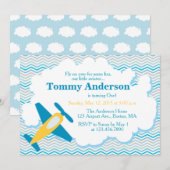 Vliegtuig Verjaardag Uitnodiging Chevron (Voorkant / Achterkant)