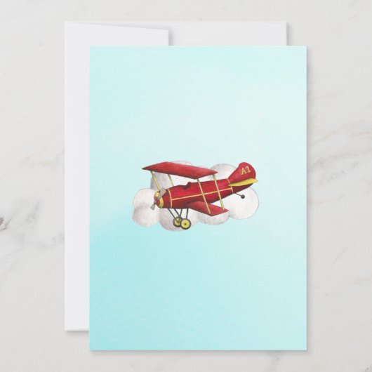 Vliegtuig Verjaardag Uitnodiging voor 1e Verjaarda (Achterkant)