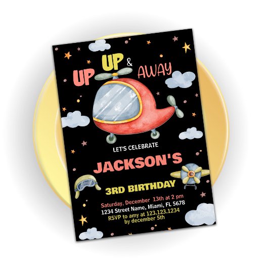 Vliegtuig Verjaardag Uitnodigingen Groen Rood Zwar