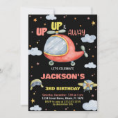 Vliegtuig Verjaardag Uitnodigingen Groen Rood Zwar (Voorkant)