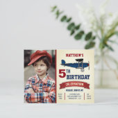  Vliegtuig Verjaardagsfeestfoto Uitnodiging Briefkaart (Staand voorkant)