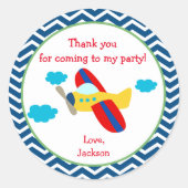 Vliegtuig Verjaardagsfeestje Favor Stickers (Voorkant)