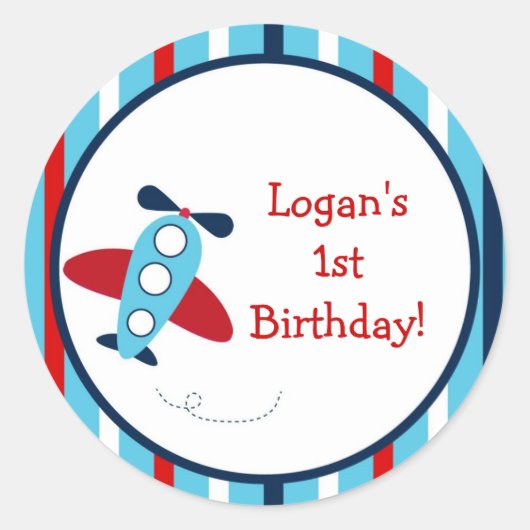 Vliegtuig Verjaardagsfeestje Stickers (Voorkant)