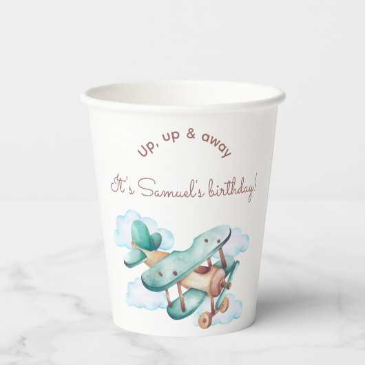  vliegtuig verjaardagsfeestservetten papieren bekers (Achterkant)