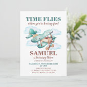 Vliegtuig Verjaardagsfeesttijd vliegt Kaart (Staand voorkant)