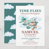 Vliegtuig Verjaardagsfeesttijd vliegt Kaart (Voorkant / Achterkant)