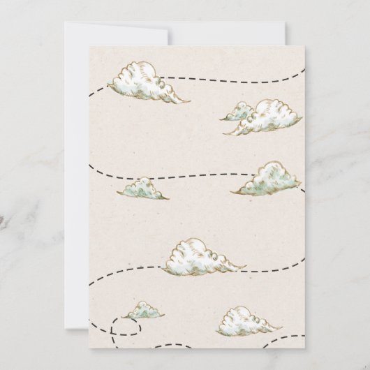 Vliegtuig Verjaardagsuitnodiging  tijd vliegt Kaart (Achterkant)