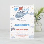 Vliegtuig Verjaardagsuitnodigingen Blauw Grijs Sin Kaart (Staand voorkant)