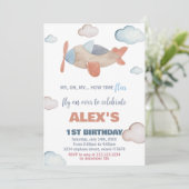 Vliegtuig Verjaardagsuitnodigingen Sinaasappel Kaart (Staand voorkant)