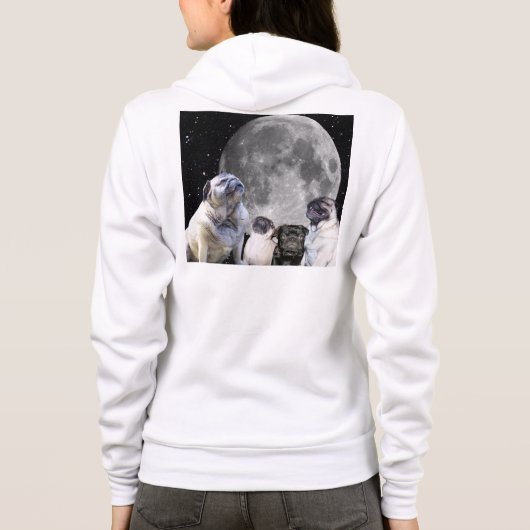 Vliegtuig vier pug Moon Women's Fleece Zip Hoodie (Achterkant)