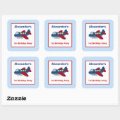 Vliegtuig vierkante gunst Stickers (6 groot) (Vel)