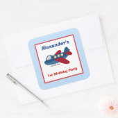Vliegtuig vierkante gunst Stickers (6 groot) (Envelop)
