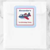 Vliegtuig vierkante gunst Stickers (6 groot) (Tas)