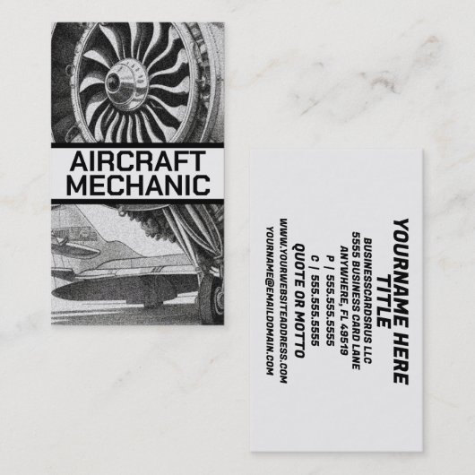 Vliegtuig Visitekaartje (Voorkant / Achterkant)