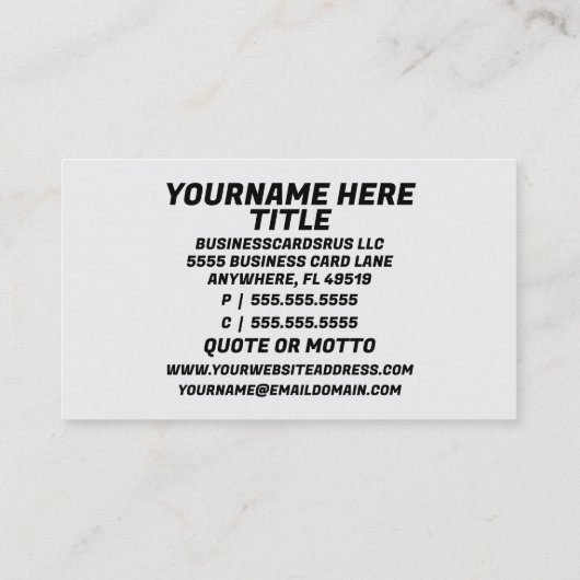 Vliegtuig Visitekaartje (Achterkant)