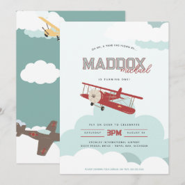  vliegtuig vlieg op door de eerste verjaardagsvlie kaart