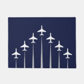 Vliegtuig Vliegen In Formatie Navy Blauw En Wit Deurmat (Voorkant)