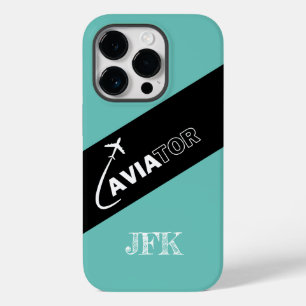 Vliegtuig Vliegend Aviator Groen Zwart Luchtvaart Case-Mate iPhone 14 Pro Hoesje