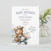 Vliegtuig Vliegend Beer Blauw Baby shower