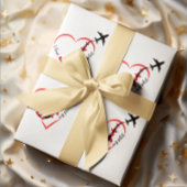 Vliegtuig Vliegend Hart Ik hou van mijn piloot Fun Cadeaupapier