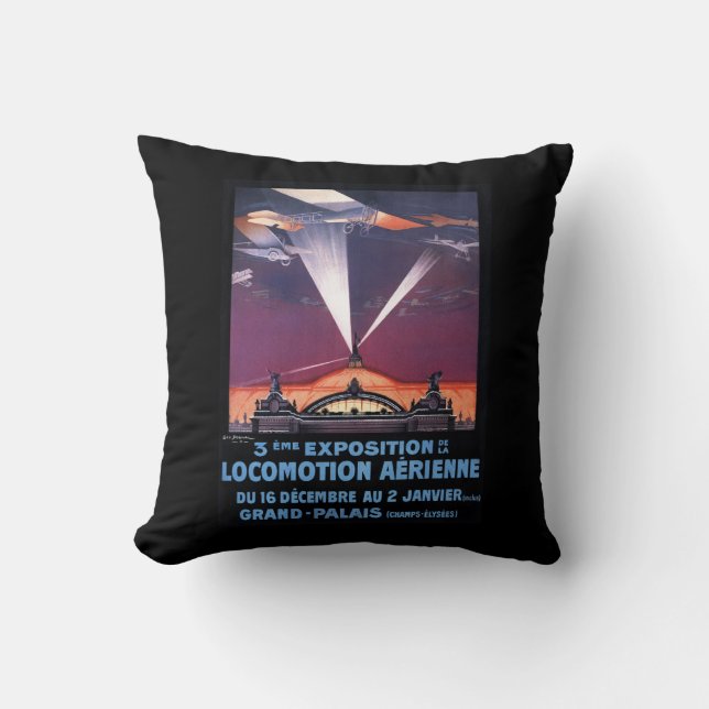 Vliegtuig vliegend over zoeklichtposter kussen (Voorkant)