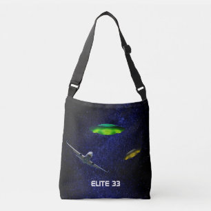 Vliegtuig, vliegende schotels & sterrenstelsel ach crossbody tas