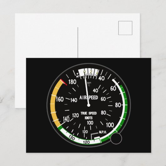 Vliegtuig vliegsnelheidsindicatielampje briefkaart (Voorkant / Achterkant)