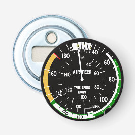Vliegtuig vliegsnelheidsindicatielampje button flesopener