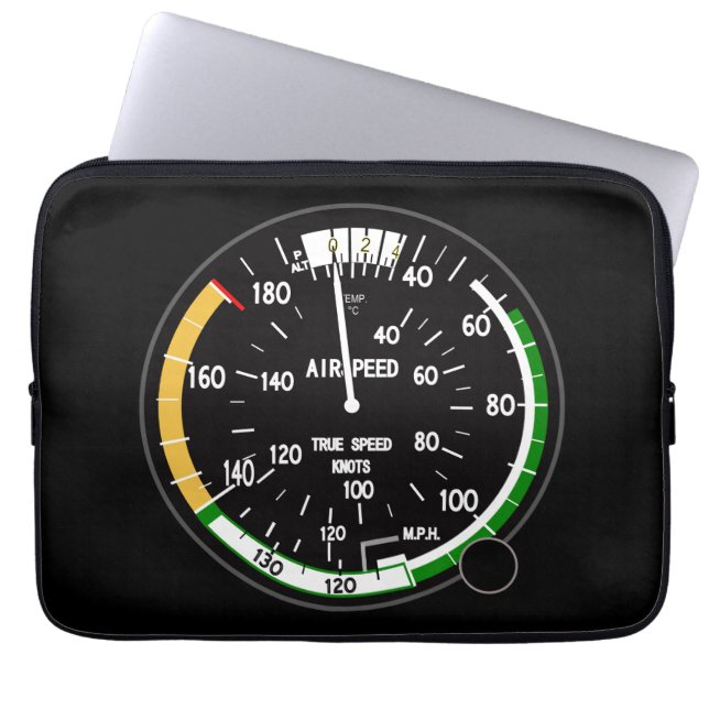 Vliegtuig vliegsnelheidsindicatielampje laptop sleeve (Voorkant)