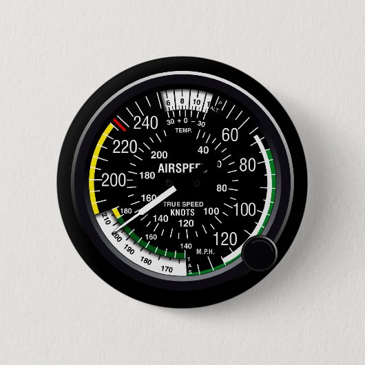 Vliegtuig vliegsnelheidsmeter ronde button 5,7 cm (Voorkant)