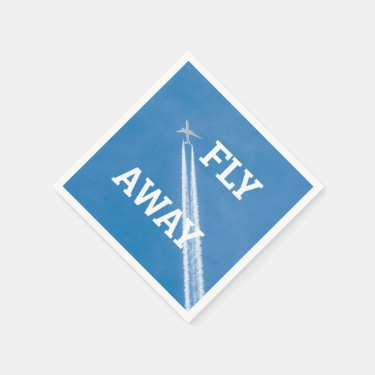 Vliegtuig vliegt in de blauwe lucht servet (Hoek)