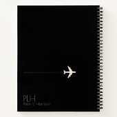 vliegtuig vliegt zwart notitieboek (Achterkant)