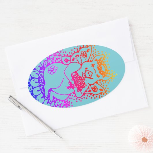 VLIEGTUIG, VLOEISBARE KLEUR STICKERS Ovaal BLAD (Envelop)