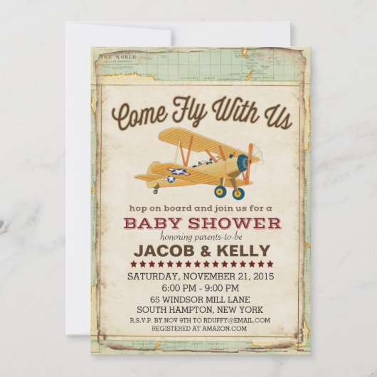 Vliegtuig voor Baby shower vliegen Kaart (Voorkant)