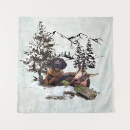 Vliegtuig voor de jacht op gebergte wandkleed