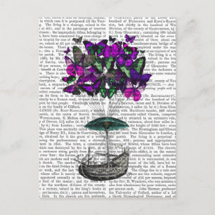 Vliegtuig voor de vlinder 2 Paars en groen Briefkaart