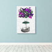 Vliegtuig voor de vlinder 2 Paars en groen Canvas Afdruk (Insitu (Houten vloer))