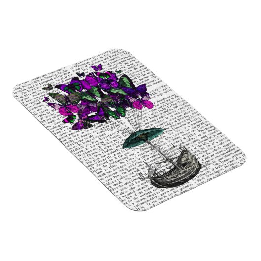 Vliegtuig voor de vlinder 2 Paars en groen Magneet (Rechterzijde)