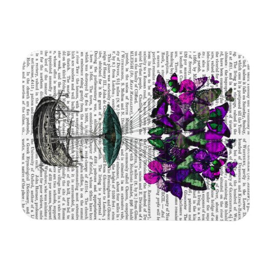 Vliegtuig voor de vlinder 2 Paars en groen Magneet (Horizontaal)