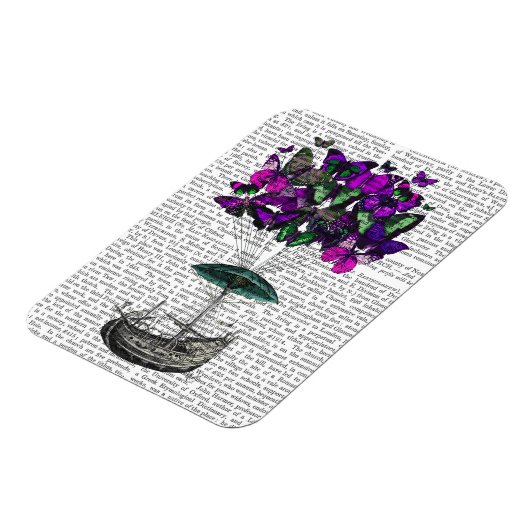 Vliegtuig voor de vlinder 2 Paars en groen Magneet (Linkerzijde)