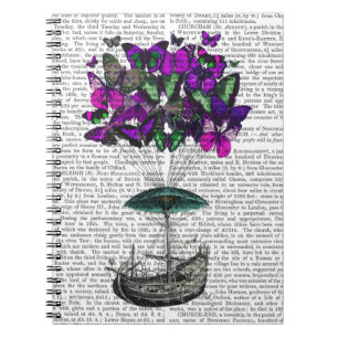 Vliegtuig voor de vlinder 2 Paars en groen Notitieboek