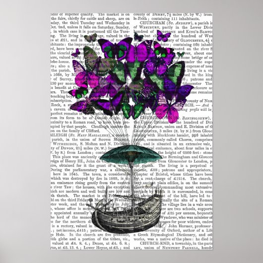 Vliegtuig voor de vlinder 2 Paars en groen Poster (Voorkant)