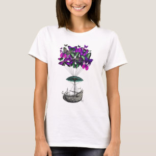 Vliegtuig voor de vlinder 2 Paars en groen T-shirt