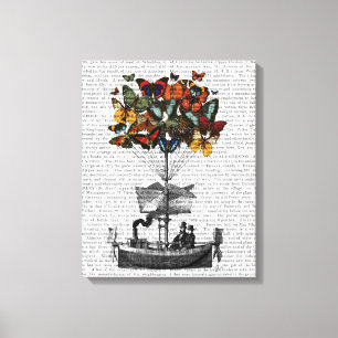 Vliegtuig voor de vlinder canvas afdruk