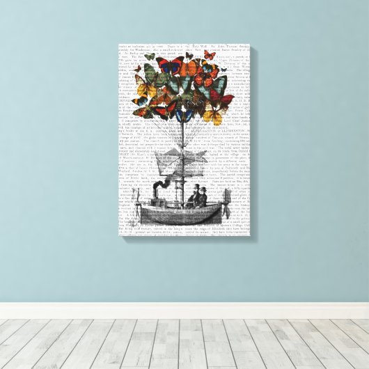 Vliegtuig voor de vlinder canvas afdruk (Insitu (Houten vloer))