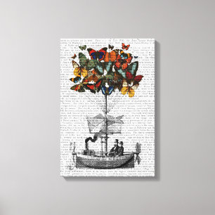 Vliegtuig voor de vlinder canvas afdruk