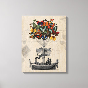 Vliegtuig voor de vlinder canvas afdruk