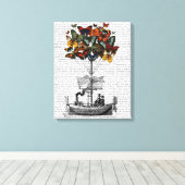 Vliegtuig voor de vlinder canvas afdruk (Insitu (Houten vloer))