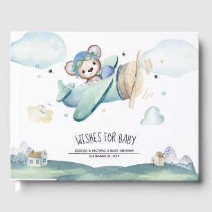 Vliegtuig voor digitale Waterverf Pilot Teddy Bear Gastenboek