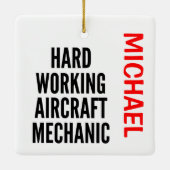 Vliegtuig voor hard werken keramisch ornament (Achterkant)